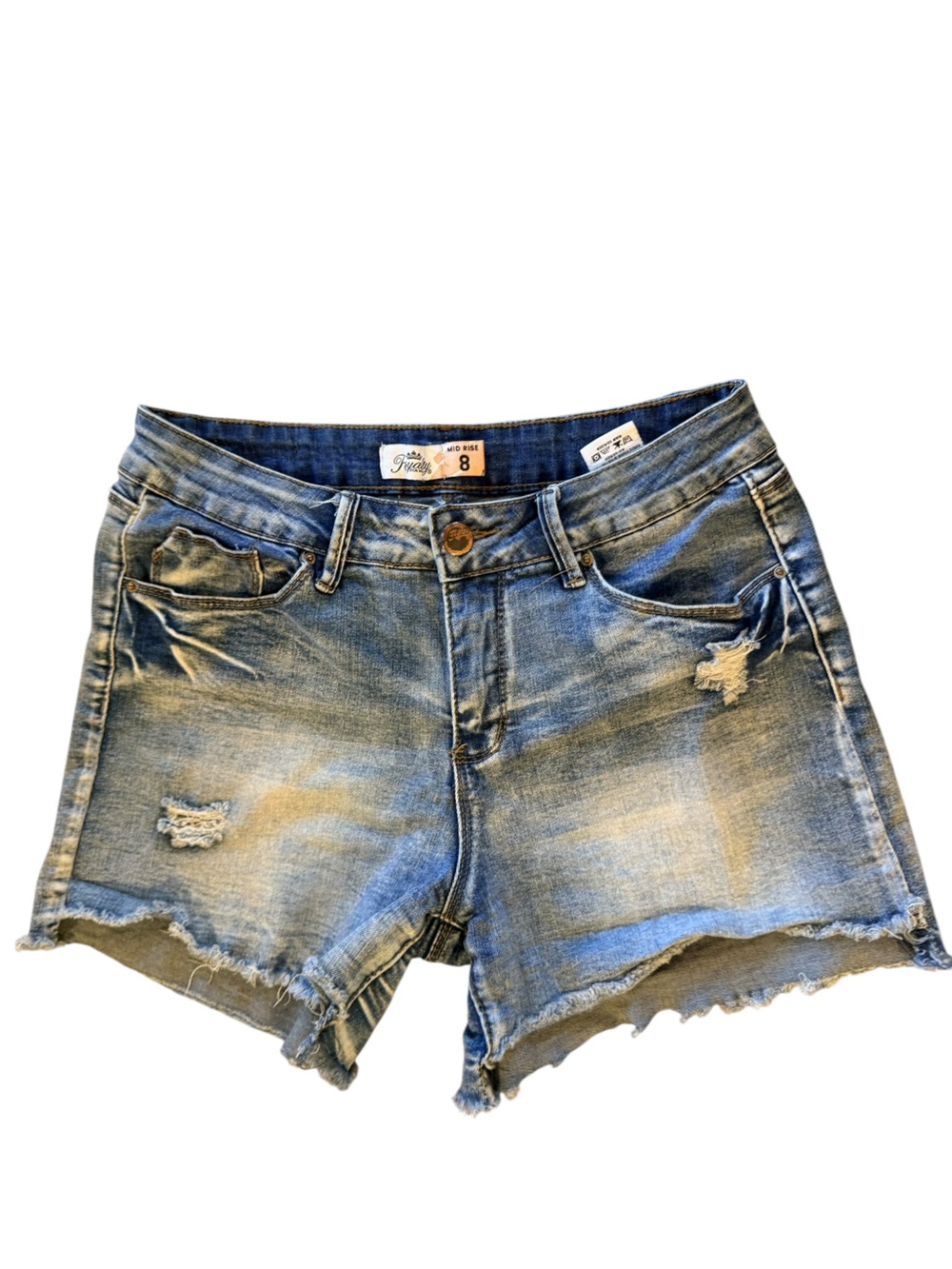 Royalty For Me Distressed Light Blue Denim Shorts Jorts Size 8 - Picture 6 of 6